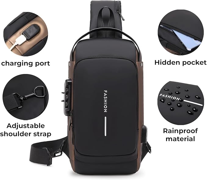 Sling Bag for Men | Anti-theft Crossbody Bag - Crossbody Shoulder Chest Bag for Daily use