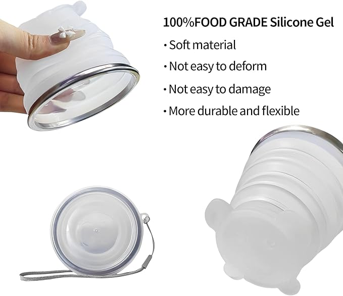 Collapsible Cups-Silicone Foldable Expandable Folding Drinking Cup-Reusable Portable MugsCup Lightweight-Cup For Travel, Camping, Hiking, Holiday Vacation, Outdoor Sports