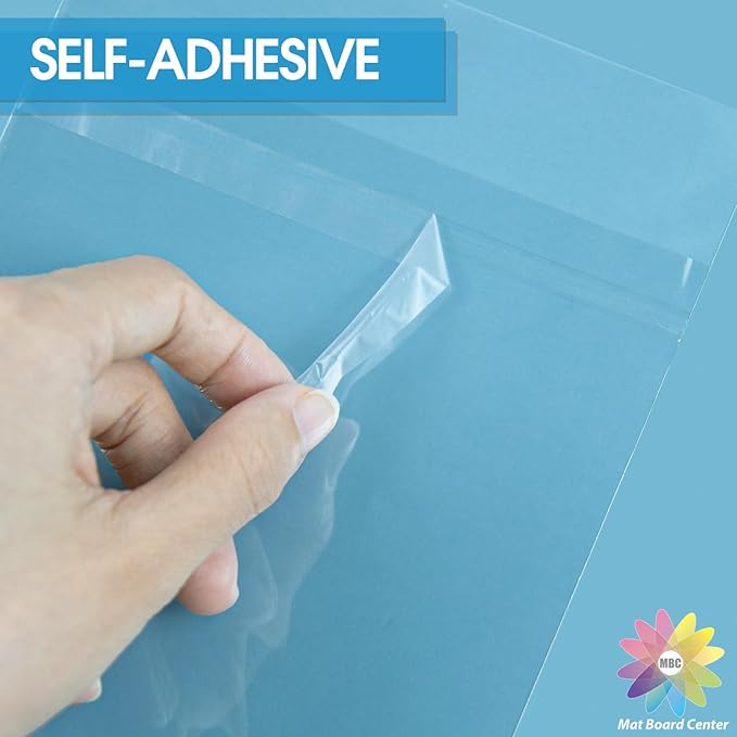 Mat Board Center 100 Pack 4 3/4" x 6 1/2" Clear Resealable Plastic Sleeves, Self Sealing Polypropylene Bags Fits 4x6 Prints, Photos, A1 Cards