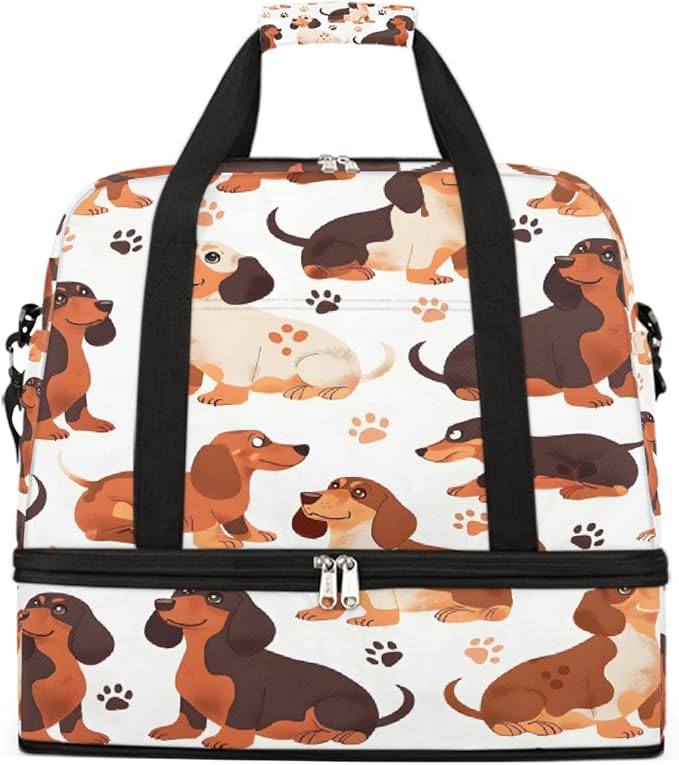 Paw Print Animal Dog Large Weekender Bag with Shoe Compartment Travel Duffel Bags for Women Carry On Hospital Overnight Bag Foldable Personal Item Travel Bags Tote Gym Sports Airplanes