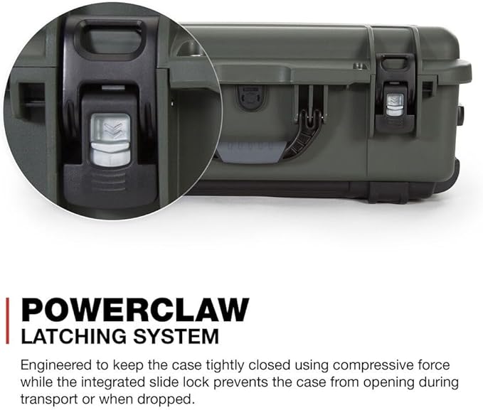 NANUK 935 Hard Case with Padded Divider – Waterproof Equipment Case with Wheels, 22” x 14” x 9” – Dustproof and Impact Resistant, Airline Carry-On Approved – Olive