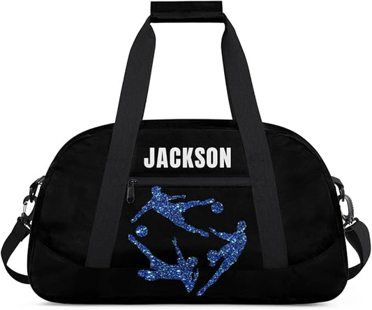 Custom Gym Duffel for Kids Boys,Personalized Black Duffel Bag Overnight Bags for Travel Weekender Practice Sports