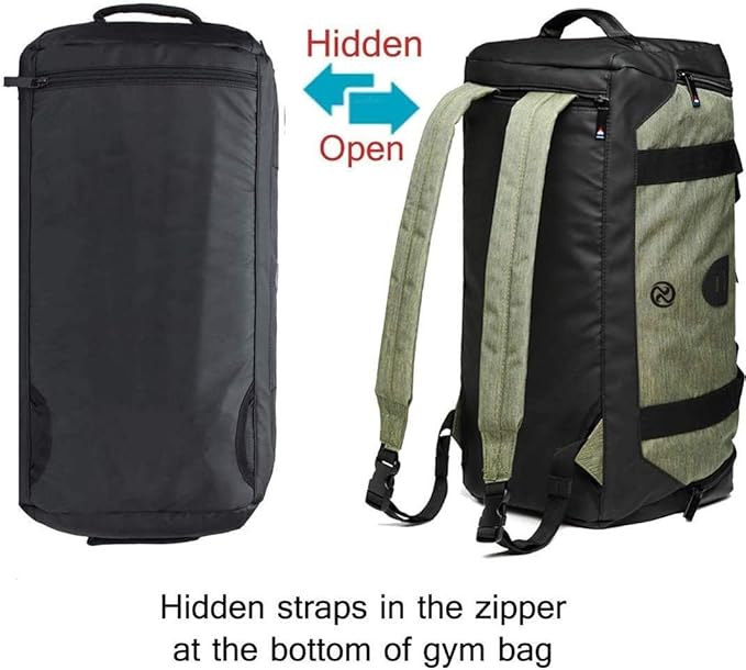 Gym Bag Backpack Waterproof Duffle Bags Travel Weekender Duffel Bag for Men Women Overnight Bag with Shoes Compartment Green