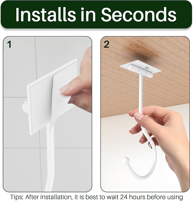 Modern Banana Hanger Hook Under Cabinet: Adhesive Banana Holder, Foldable with Magnets When Not in Use, Under Counter Banana Hook, Stainless, Hold 13 LB, White, 2 Pack
