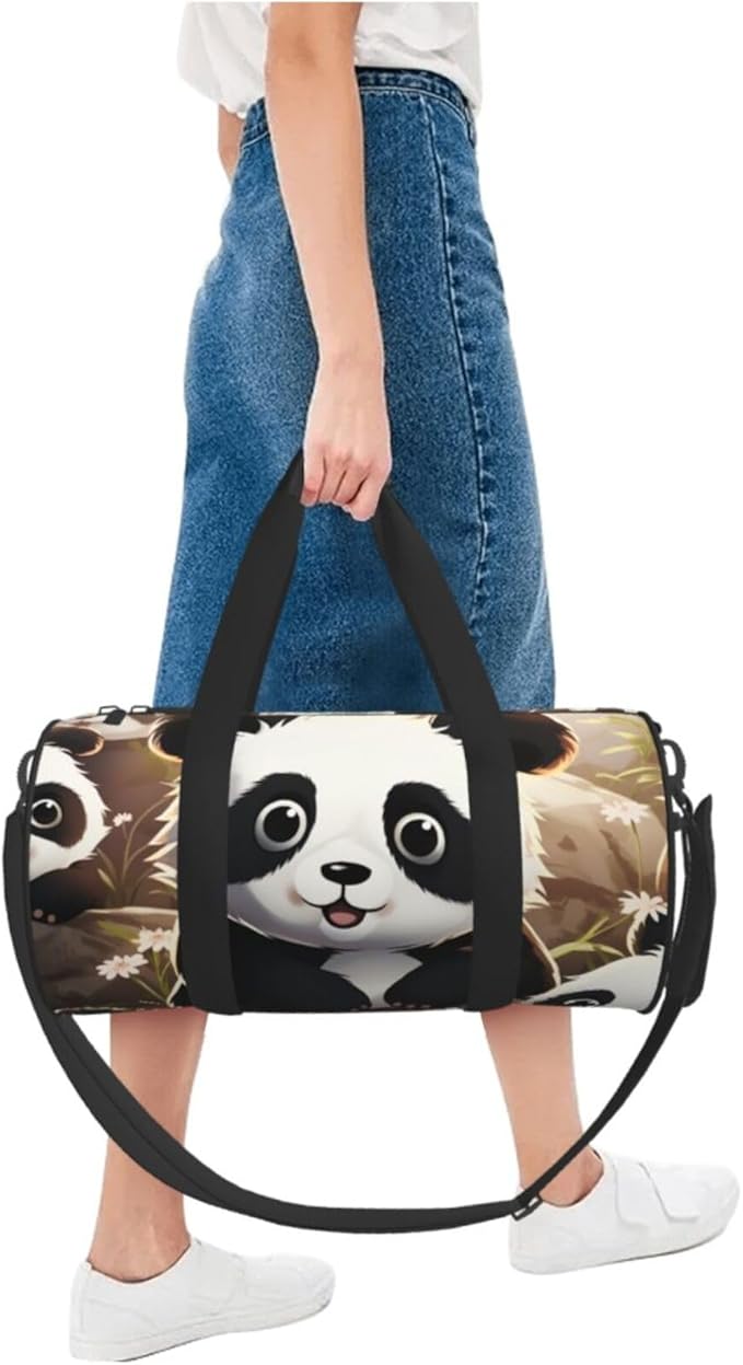 Travel Duffel Bag Lightweight Carry On Weekender Overnight Bags Cute Panda Animal Sports Tote Gym Backpack with Adjustable Strap Hospital Bags Foldable Luggage Bag for Women Men