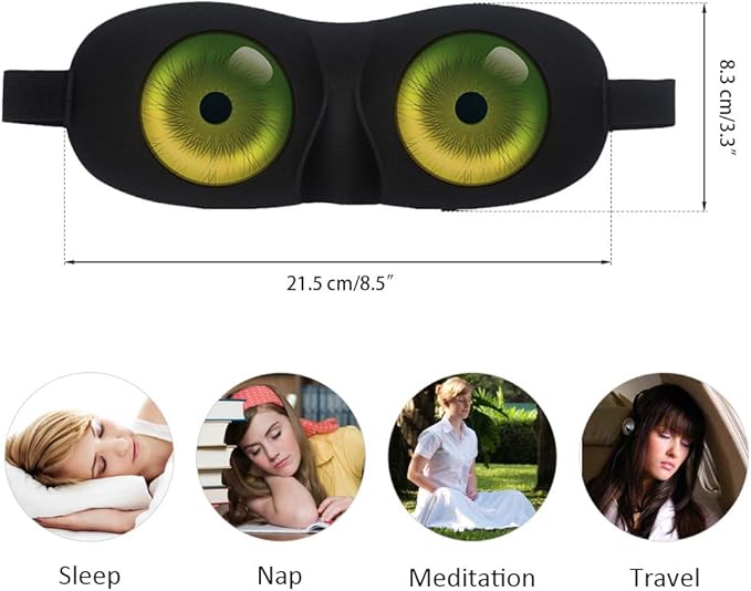 Tphon Eye Sleep Mask Funny Blindfold for Women Men Kid, Upgraded 3D Contoured 100% Blackout Sleeping Mask with Adjustable Strap, Soft Night Blindfold Eye Shades for Travel Naps Shift Works Games