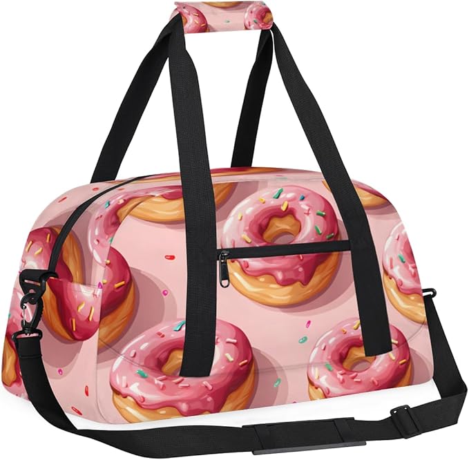 Many Donuts Kids-Duffel-Bags Gymnastics Dance Bag Carry-On Overnight Travel Gym Lightweight Dance Sports Bags For Girls Boys Kids，