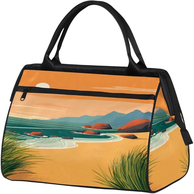 Summer Coastal Sea Waves Overnight Weekender Bag for Women Men Travel Duffel Bags Waterproof Luggage Carry on Sports Yoga Gym Bag