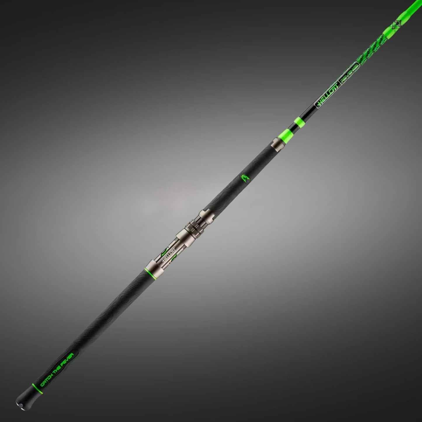 Green Hellcat Revenge Rod Series – Durable, Lightweight Composite Fishing Rod, Non-Slip Silicone Grip, Aluminum Reel Seat, Smooth Casting, Break-Resistant Tip.