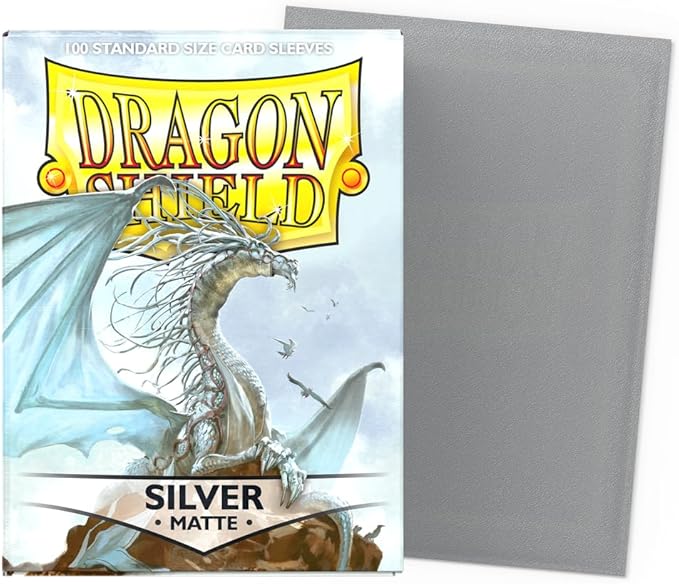 Dragon Shield | Standard Size Card Matte Sleeves | 100 CT - Smooth & Tough Premium TCG Sleeves | Compatible with Pokemon, Flesh & Blood, One Piece & Magic The Gathering | Silver - Matte