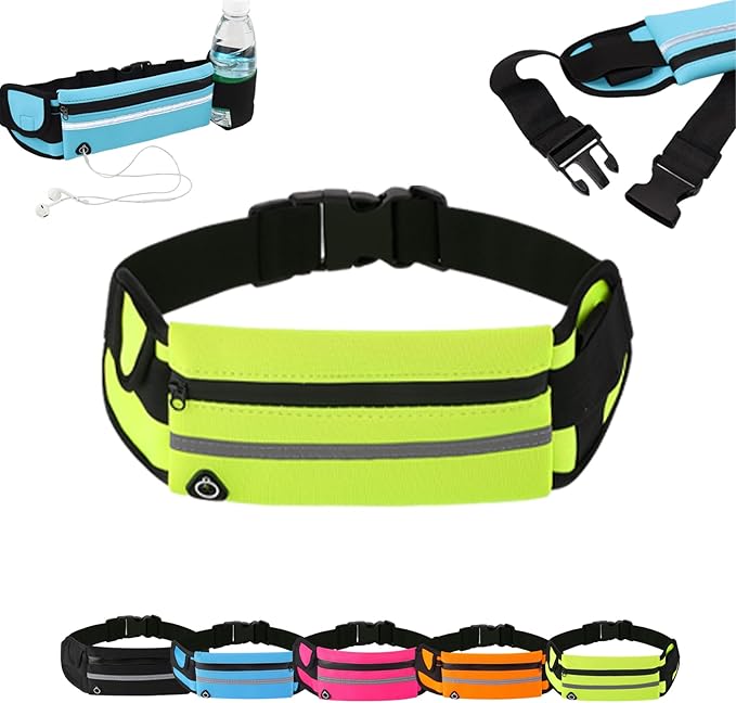 Anti-Theft Invisible Waist Bag, Multifunctional Outdoor Sports Waist Bag with Water Bottle Strap Travel Money Belt Under Clothes, Discreet Under Clothing Security Pouch for Running Men Women (Green)