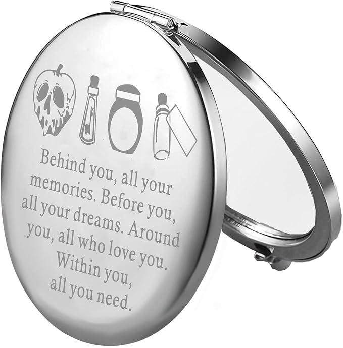 FEELMEM Witchy Queen Evil Compact Makeup Mirror Witch Poison Gift Villain Fan Mirror Halloween Witch Gift Villains Lover Gift