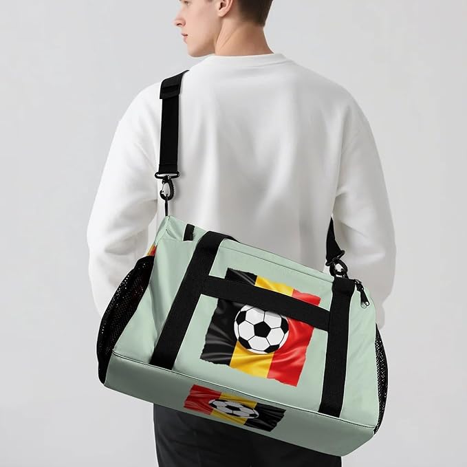 Belgian Soccer Belgium Duffle Bag Gym Bag for Workout Travel Tote with Detachable Straps
