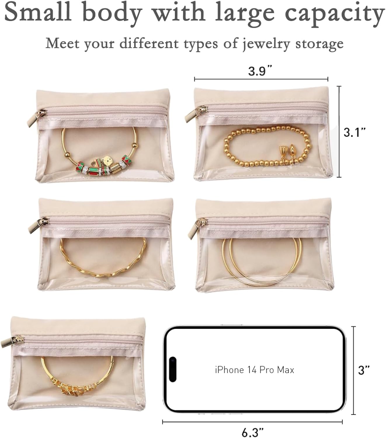 Travel Jewelry Organizer, 8 Pcs Velvet Jewelry Pouch Bag with Zipper Pocket, for Earrings, Necklace,Rings