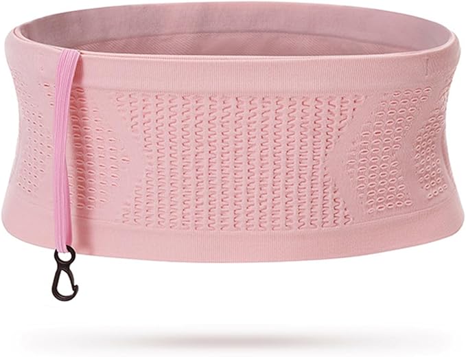 Slim Running Belt, No-Bounce Hidden Waist Pack with 360° Opening for Soft Flask, Cellphones, Keys or Gels, Pink, X-Large