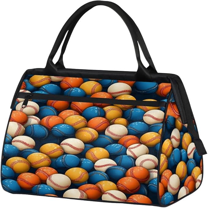 Colorful Baseball Overnight Weekender Bag for Women Men Travel Duffel Bags Waterproof Luggage Carry on Sports Yoga Gym Bag