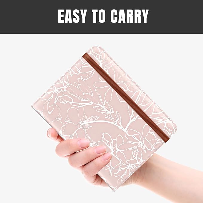 Rimilak Passport Holder, RFID Blocking Passport Cover Wallet Travel Essentials, Leather Travel Documents Organizer Protector for Women and Men, White Leaves