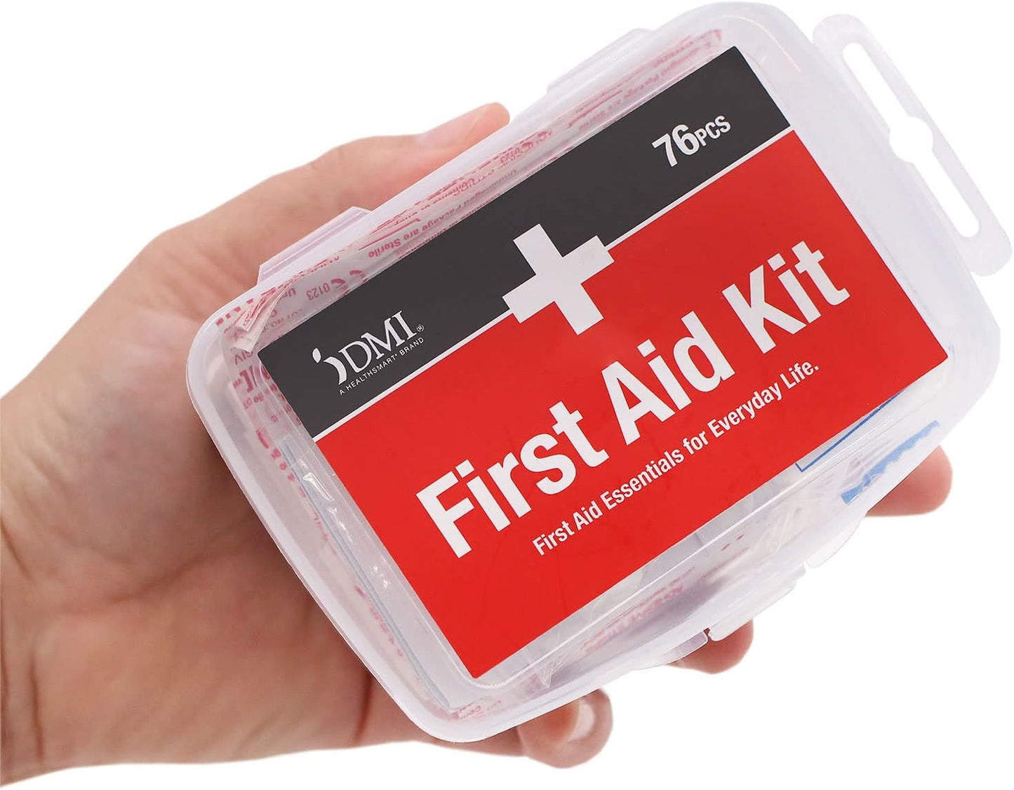 DMI 76-Piece First-Aid Kit, Portable All-Purpose Use for Minor Cuts and Scrapes, Durable Water-Resistant Case, Convenient and Portable for Travel, FSA & HSA Eligible