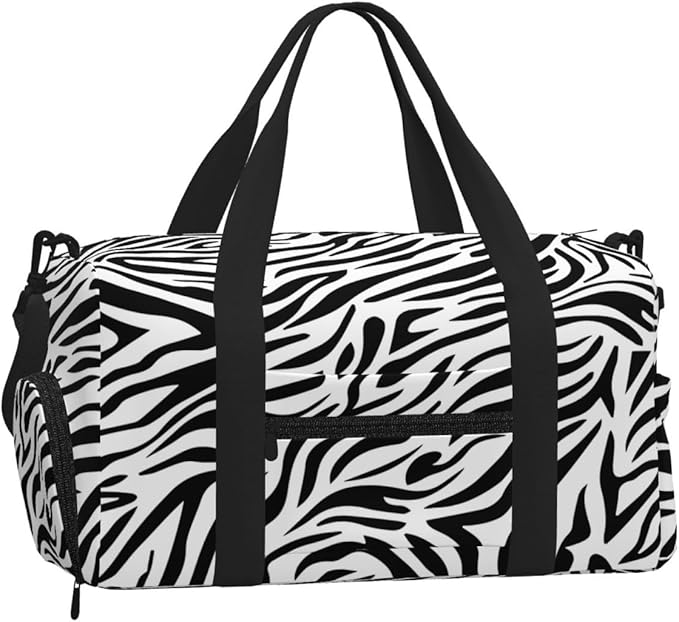 Zebra Stripes Print Sports Gym Bag For Men Women Travel Duffel Bag With Shoe Compartment Water Resistant Gym Bag Carry On Duffel Bag For Yoga Gym Sports Weekend Traveling