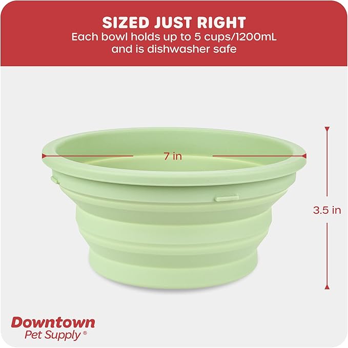 Downtown Pet Supply Replacement Dog Bowls, 4-Pack (5 Cup / 40 Ounce) for Elevated Feeders - Collapsible Silicone, Lightweight for Travel - Dishwasher Safe