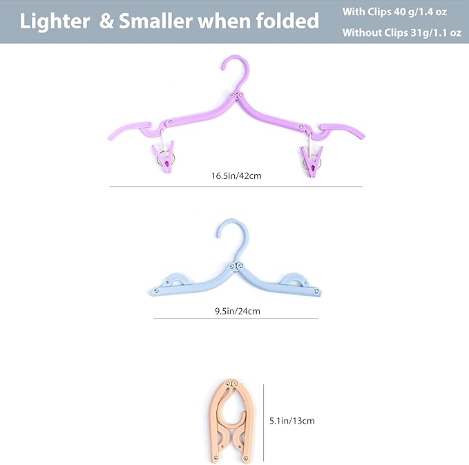 Travel Hangers, Cruise Ship Essentials Travel Essentials, Portable Cruises Must Haves 2025, Folding Hangers for Suitcase, RV Camping Airplane Europe Vacation Essential (20, Mixed)