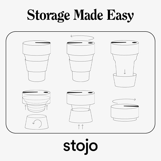 STOJO Collapsible Travel Cup - Reusable To-Go Pocket Size Silicone Bottle for Hot and Cold Drinks - Perfect for Camping - Microwave & Dishwasher Safe (Translucent Lilac, 16, ounces)