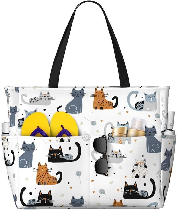 Large Beach Bag for Women Waterproof Foldable Travel Shoulder Tote Bag with Pocket for Weekender Pool Vacation