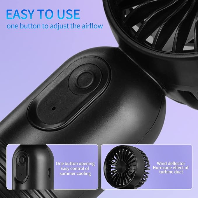 Mini Portable Fan 6 Pack, Cute Handheld Battery Operated Lightweight Small Personal Fans with 3 Speeds and USB Rechargeable Eyelash Fan for Stylish Girl Kids Women Men Office Outdoor Travel Camping
