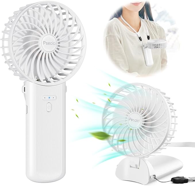 Handheld Fan, Mini Portable Personal Fan with lanyard, 4 Speeds Level 180° Foldable Design for Desk/Travel/Office/Outdoor