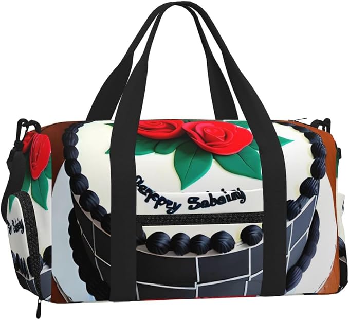 Delicious cakes Print Gym Bag with Shoe Compartment for Women Men, 17.7in Sports Duffle Weekender Tote, Overnight Travel Duffel Bag Carry On