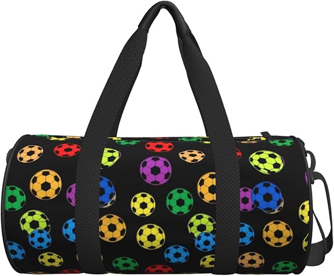 Duffel Bag Foldable Gym Bag Colorful Football for Men Women Duffle Bag Lightweight with Inner Pockets for Travel Sports