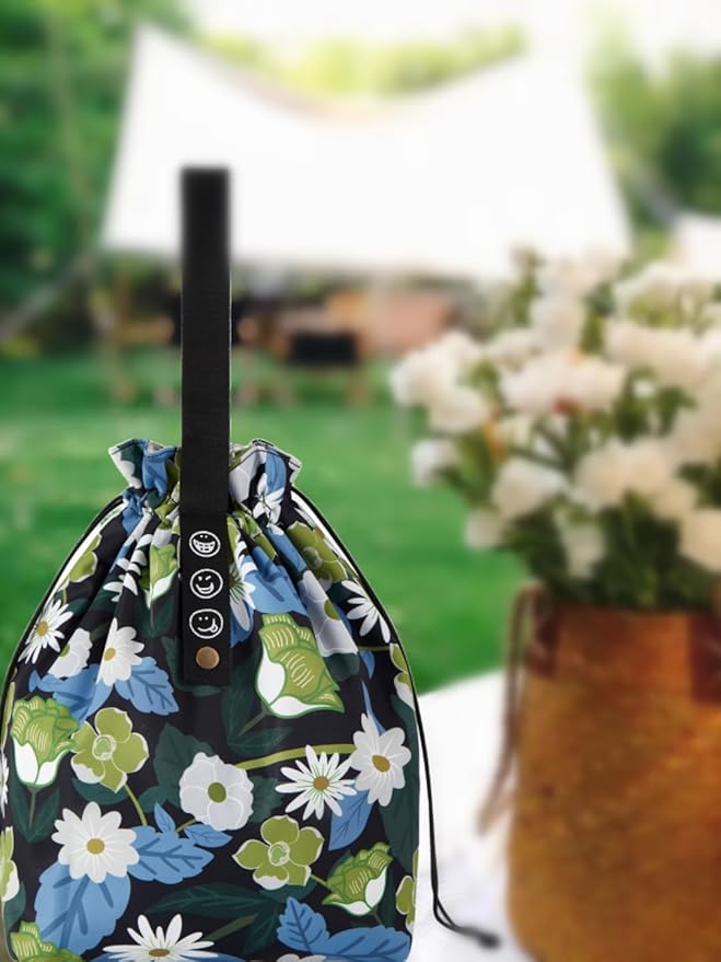Reusable Small Lunch Bag,Drawstring Lunch Bag,Insulated Handbag Tote bag with Handle