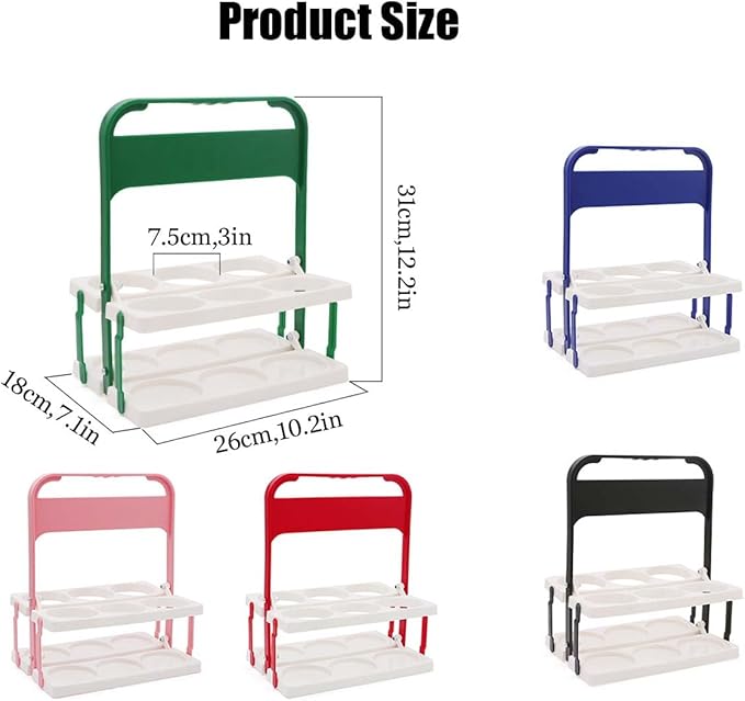 Collapsible Water Bottle Carrier,Portable 6 Holes Drink Carrier for Delivery,Reusable Plastic Beer Bottle Coffee Cup Holder with Handle for Catering Restaurant Travel Car,Blue & White