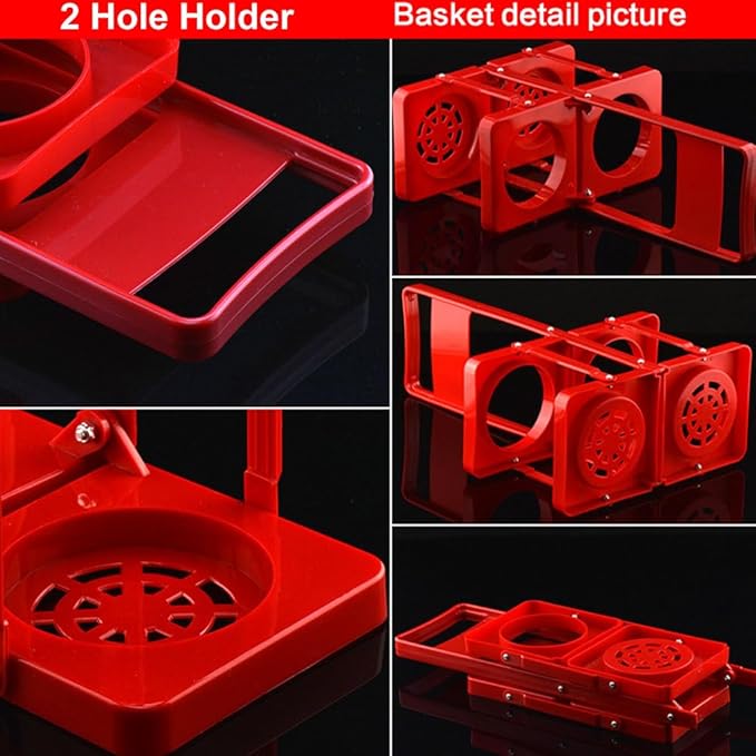 Portable Plastic Drink Carrier,Reusable Red Beer Bottle Coffee Cup Holder,Tea Bottle Drink Caddy for Delivery,2 Holes Cup Holders with Handle for Catering Restaurant Travel Car