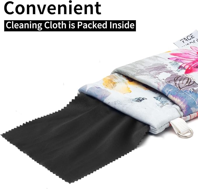 Face Shadow Double Glasses Case Soft Eyeglass Case For Women Men Squeeze Top Sunglasses Case With Cleaning Cloth