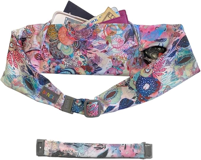 BANDI Plus Size Fanny Pack for Women - Travel-Ready Pocket Belt with Secure Hidden Money & Running Belt for Phone, Passport, Keys, & Medical Devices, Adjustable Fit, Comfortable (Coral Reef)