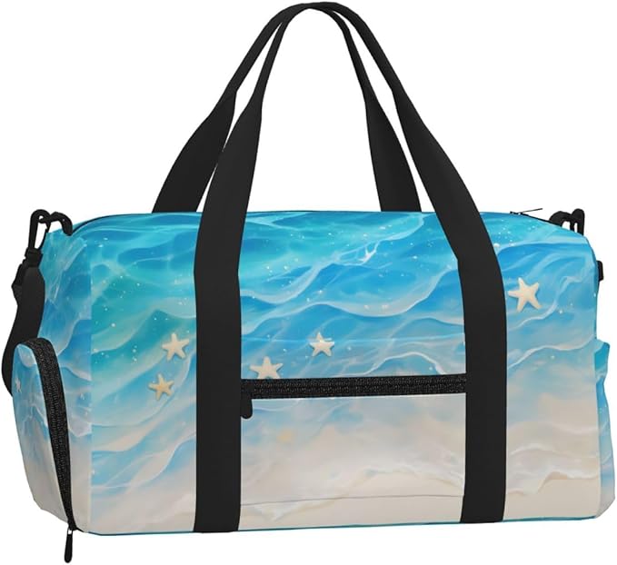 Beach Sand Starfish Women'S Gym Duffle Bag With Shoes Compartment, Ideal For Travel, Gym, Sports, Duffel, Weekender