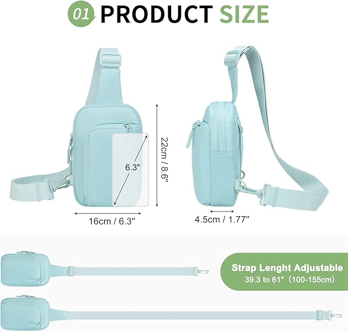 Mini Sling Bag for Men Women, Small Travel Fanny Packs Crossbody Anti Theft Reversible Nylon Chest Bag for Running Hiking (Blue)