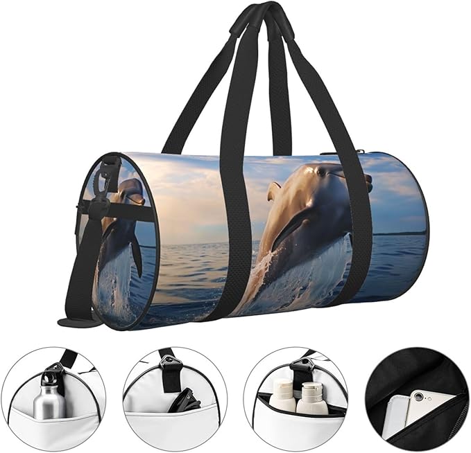 Travel Duffel Bag Lightweight Carry On Weekender Overnight Bags Cute dolphin Sports Tote Gym Backpack with Adjustable Strap Hospital Bags Foldable Luggage Bag for Women Men
