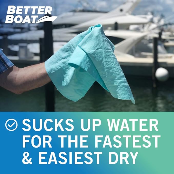 Super Absorbent Towels, Synthetic Chamois Cloth for Car and Boat Drying, Smooth Cooling Towel, Marine Grade Cleaning Supplies, PVA Shammy Dry Towel 2 Pack