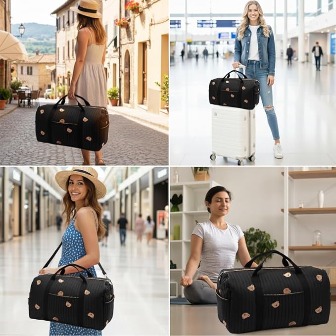 Women’s Travel Duffel Bag – Large Weekender & Overnight Travel Bag with Wet Pocket, Carry-On Friendly, Ideal as Hospital or Maternity Bag for Labor and Delivery