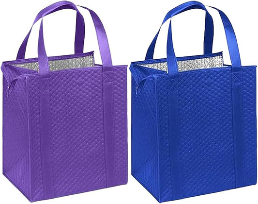 Mediz Hannah Direct Large Capacity Heavy Duty Insulated Smart Shopping Bag - Strong Reusable Grocery Tote 2 Pack