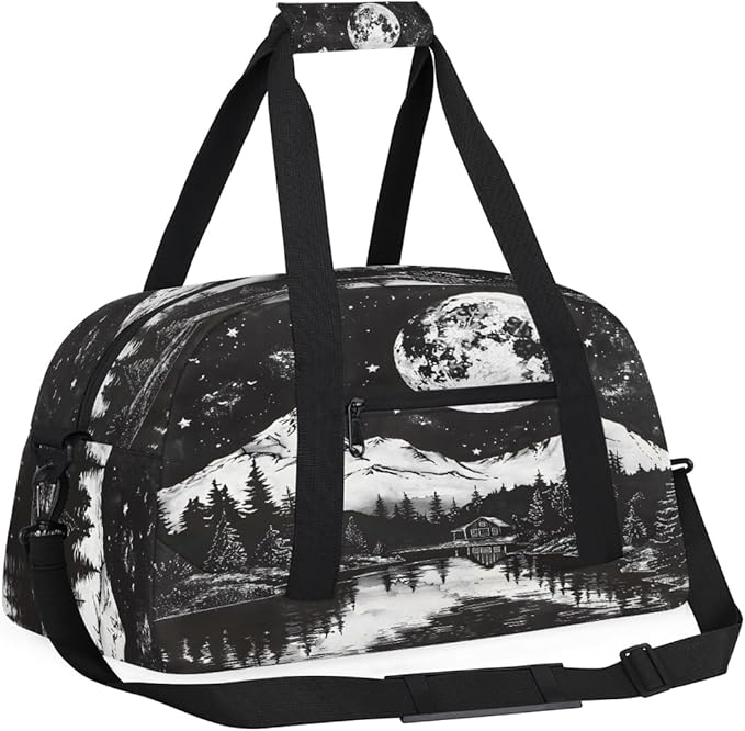 Travel Duffle Bag for travel duffle bag sports Girls Boys Kids Moon Landscape Lightweight Overnight Sleepover Weekender Bags Small Dance Gym Sport Bag Teens Carry-On Size Workout Bag