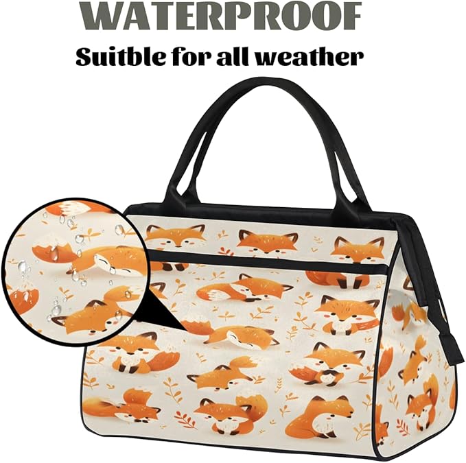 Fox Overnight Weekender Bag for Women Men Travel Duffel Bags Waterproof Luggage Carry on Sports Yoga Gym Bag