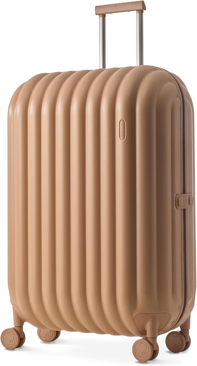 artrips Large Checked Luggage 28 Inch, Hard Shell Suitcase with Spinner Wheels, Large Travel Suitcase for Long Trips and Family Travel, Brown