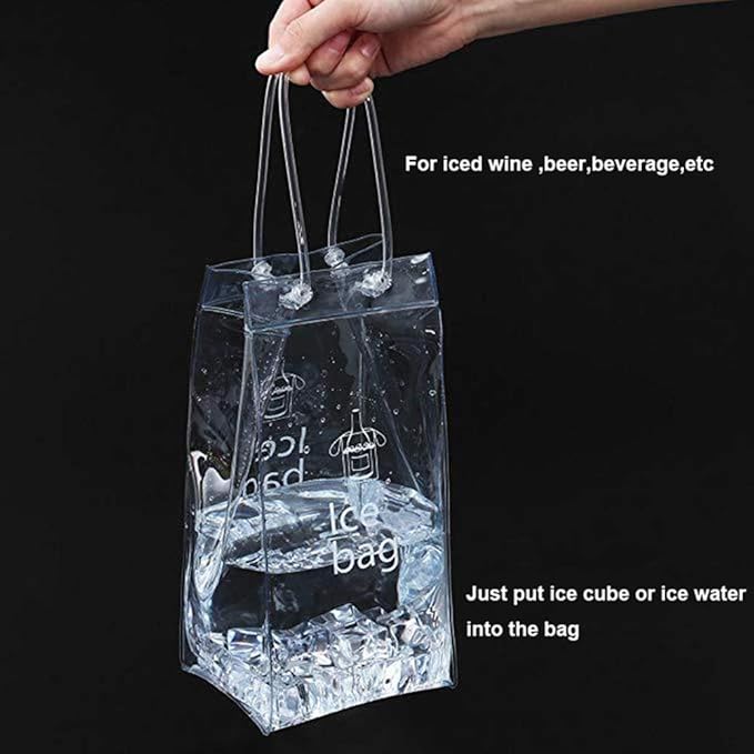 Ice Wine Bag Portable Collapsible Clear Wine Pouch Cooler with Handle for Party,Outdoor,Champagne,Cold Beer,White Wine,Chilled Beverages,Iced Drinks 3 Pack (3)