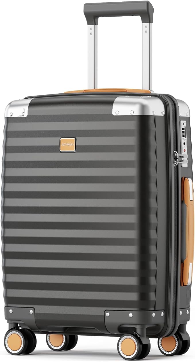 Joyway 20 Inch Carry On Luggage Airline Approved, PP Hardside Carry On Suitcase with Spinner Wheels and TSA Lock, Lightweight Luggage with Anti-Collision Corner (Grey, 20 Inch)