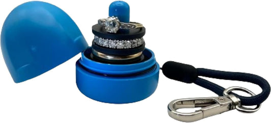 RING THING - Ring Holder Keychain, Jewelry Organizer and Storage, Portable Waterproof Ring Holder, Pill Box Keychain Container, Gym Accessory, and Travel Ring Case (Sky Blue)