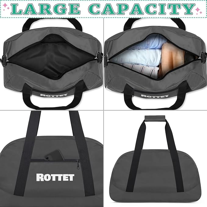 Grey Personalize Kids Duffel Bag With Custom Name Text Carry-On Overnight Travel Gym Lightweight Dance Sports Bags For Boys Girls Kids