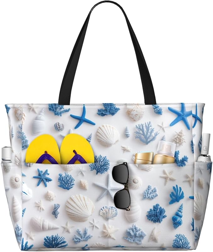 Beach Tote Bag for Women Beach Bag Waterproof and Sandproof Tote Bag with Wet Bag Large Travel Bag for Weekend Travel